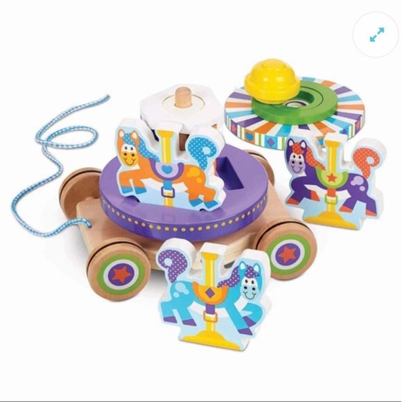 Melissa & Doug First Play Carousel Pull Toy and puzzle - Picture 3 of 8